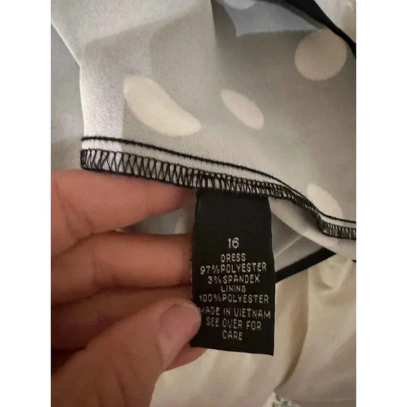 Alyx Women’s Black & White Polka Dot Sleeveless Stretch Sheath Dress Size 16 - Picture 9 of 10